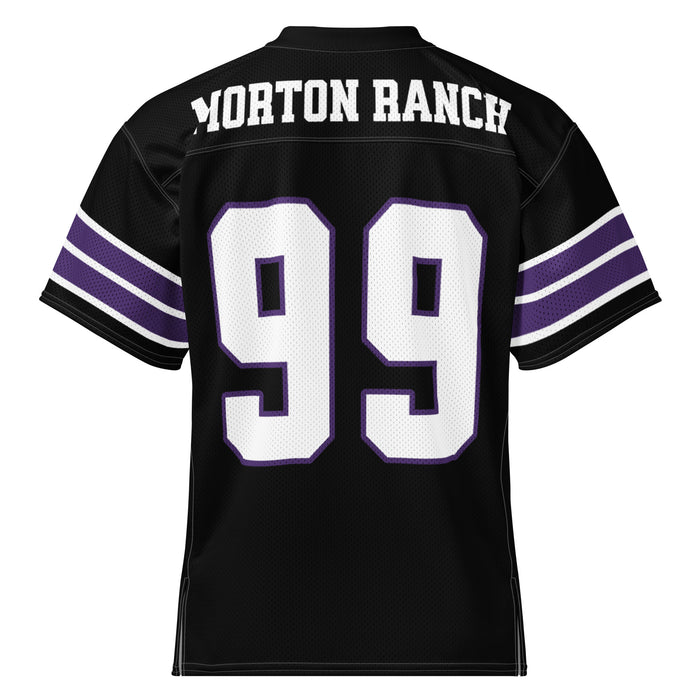 Back view of Morton Ranch High School Mavericks Football Jersey 99