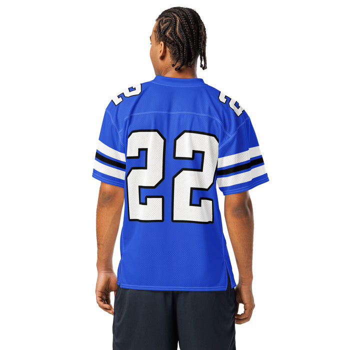 Back view of man wearing New Caney High School Eagles Football Jersey 22