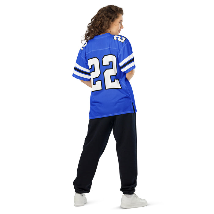 Back view of woman wearing New Caney High School Eagles Football Jersey 22