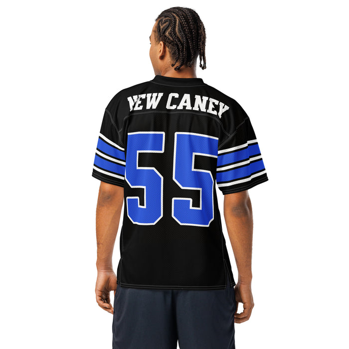 Back view of man wearing New Caney High School Eagles Football Jersey 55