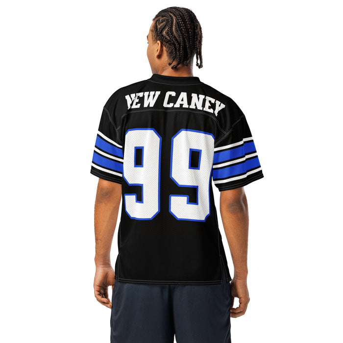 Back view of man wearing New Caney High School Eagles Football Jersey 99