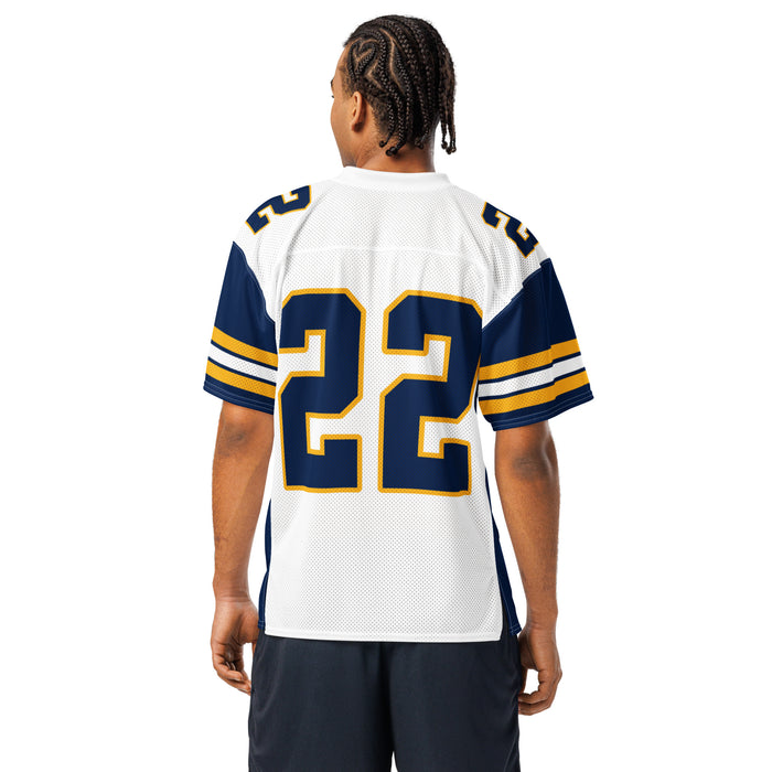 Back view of man wearing Nimitz High School Cougars Football Jersey 22