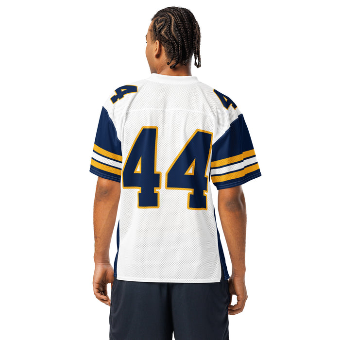 Back view of man wearing Nimitz High School Cougars Football Jersey 44