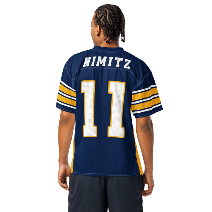 Back view of man wearing Nimitz High School Cougars Football Jersey 11