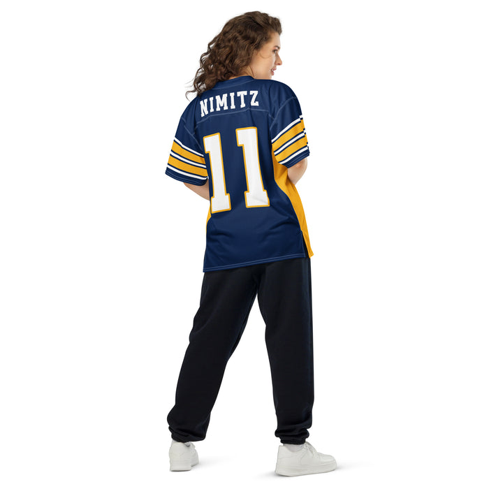 Back view of woman wearing Nimitz High School Cougars Football Jersey 11