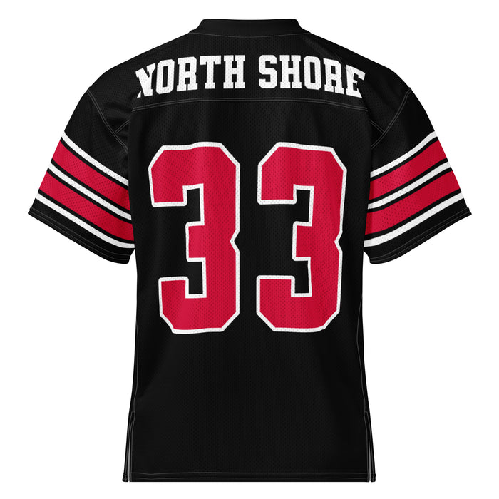 Back view of North Shore High School Mustangs Football Jersey 33