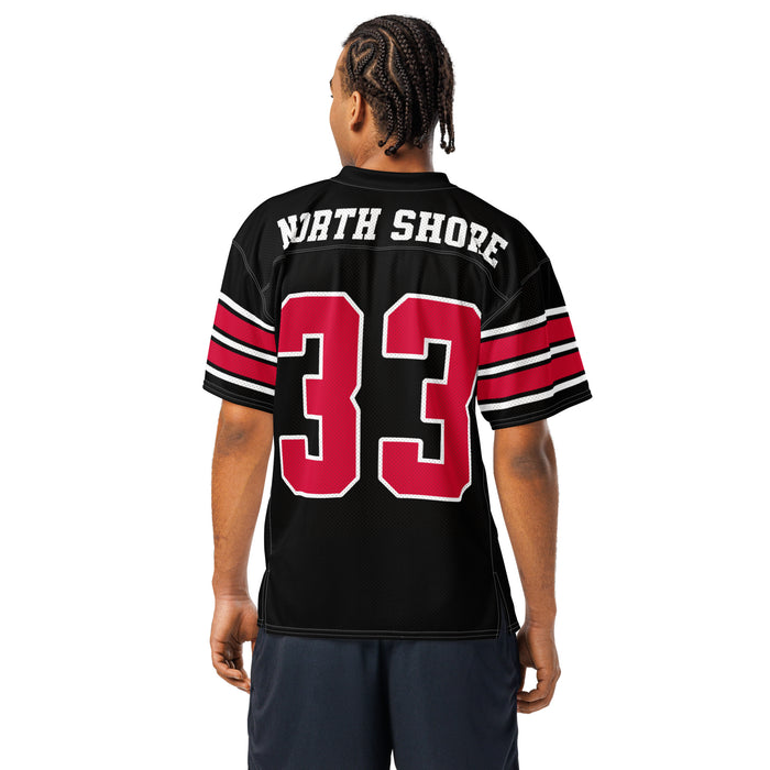 Back view of North Shore High School Mustangs Football Jersey 33