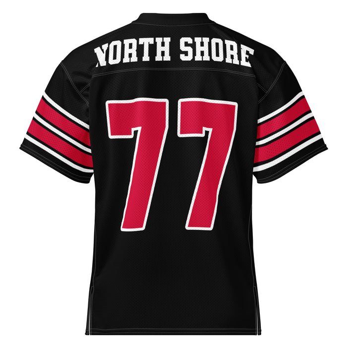 Back view of North Shore High School Mustangs Football Jersey 77