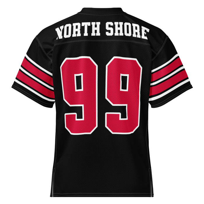 Back view of North Shore High School Mustangs Football Jersey 99