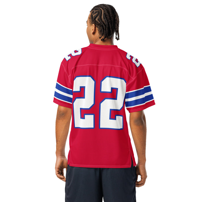 Back view of man wearing Oak Ridge High School War Eagles Football Jersey 22