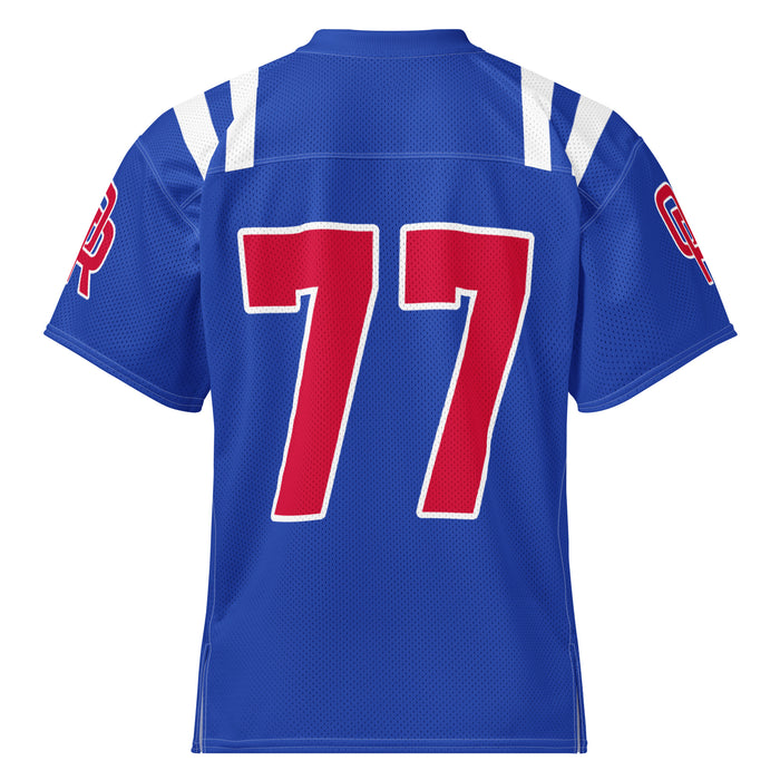 Close-up view of Oak Ridge High School War Eagles Football Jersey 77