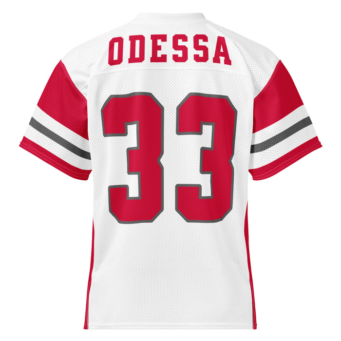 Back view of Odessa High School Bronchos Football Jersey 33
