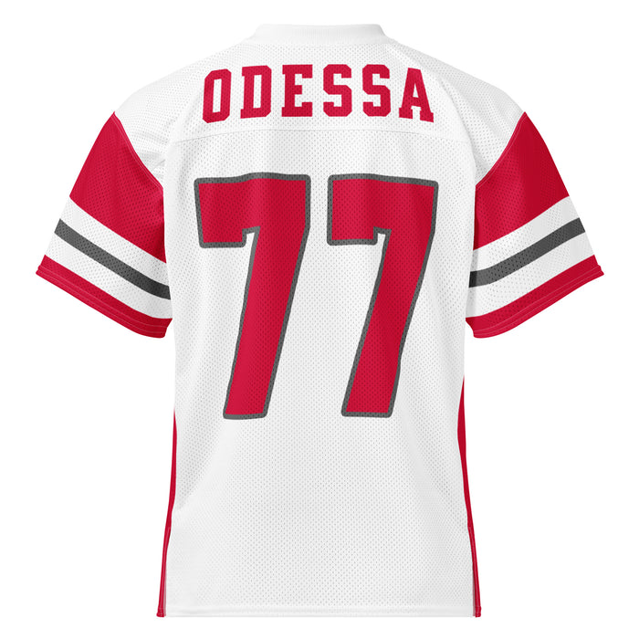 Back view of Odessa High School Bronchos Football Jersey 77