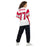 Back view of woman wearing Odessa High School Bronchos Football Jersey 77