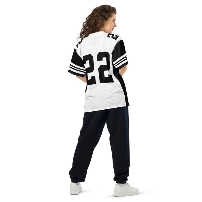 Back view of woman wearing Permian High School Panthers Football Jersey 22