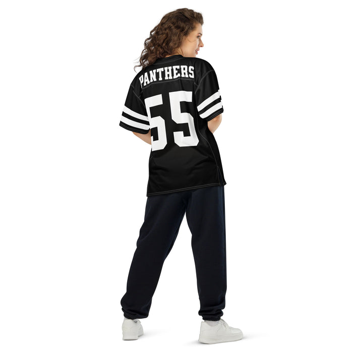 Back view of woman wearing Permian High School Panthers Football Jersey 55
