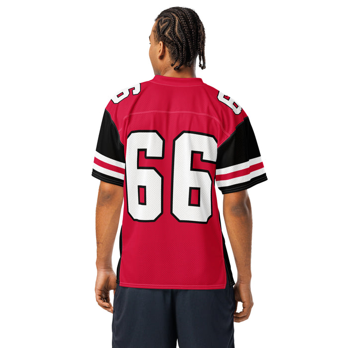 Back view of man wearing Porter High School Spartans Football Jersey 66