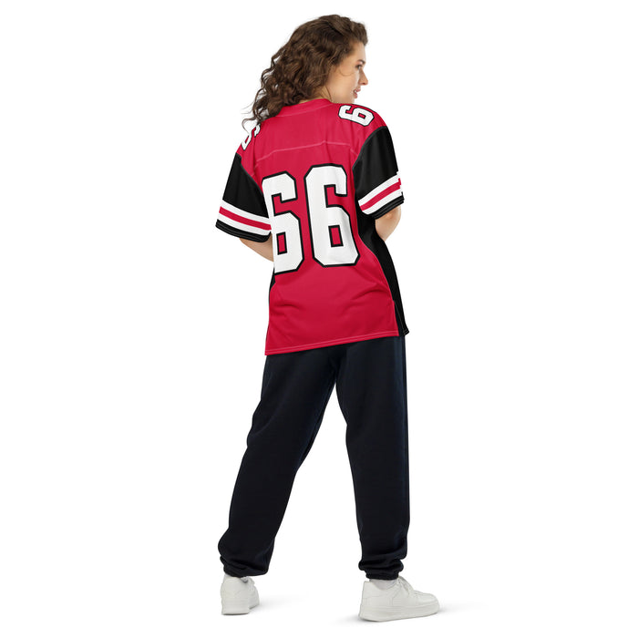 Back view of woman wearing Porter High School Spartans Football Jersey 66