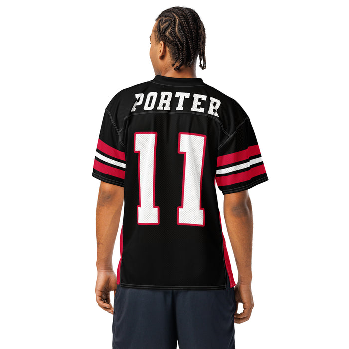 Back view of man wearing Porter High School Spartans Football Jersey 11