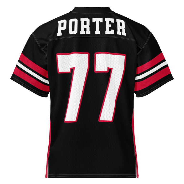 Back view of Porter High School Spartans Football Jersey 77