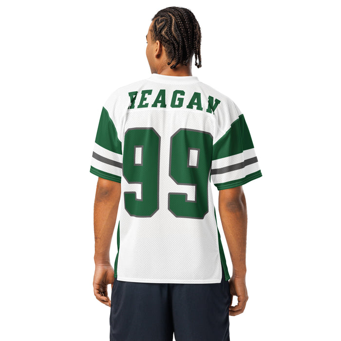 Back view of man wearing Reagan High School Rattlers Football Jersey 99