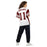 Back view of woman wearing Round Rock High School Dragons Football Jersey 11