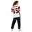 Back view of woman wearing Round Rock High School Dragons Football Jersey 55