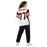 Back view of woman wearing Round Rock High School Dragons Football Jersey 77