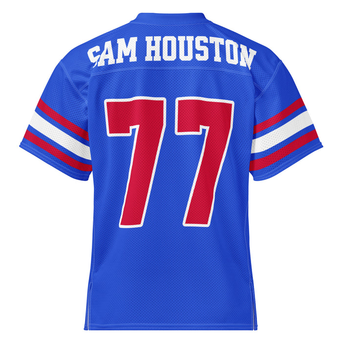 Back view of Sam Houston High School Texans Football Jersey 77