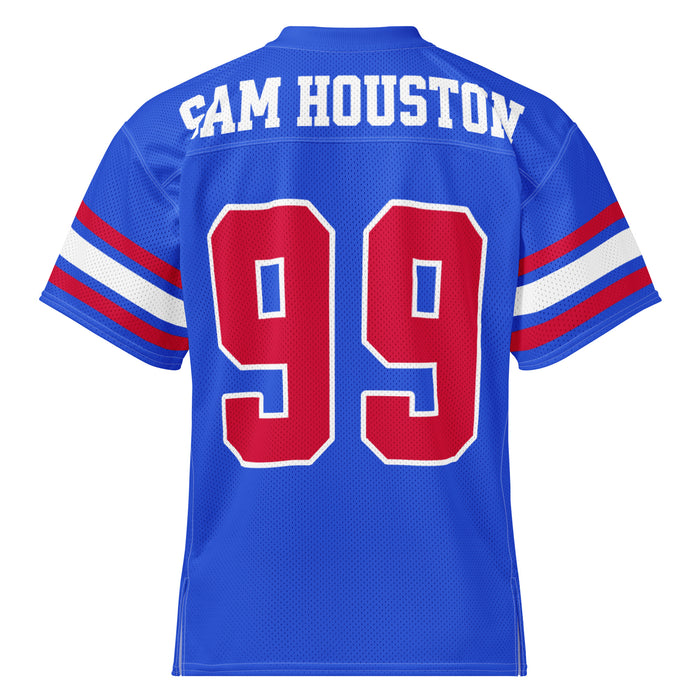 Back view of Sam Houston High School Texans Football Jersey 9a