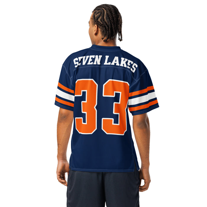 Back view of Seven Lakes High School Spartans Football Jersey 33