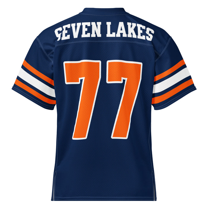 Back view of Seven Lakes High School Spartans Football Jersey 77