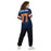 Back view of woman wearing Seven Lakes High School Spartans Football Jersey 77
