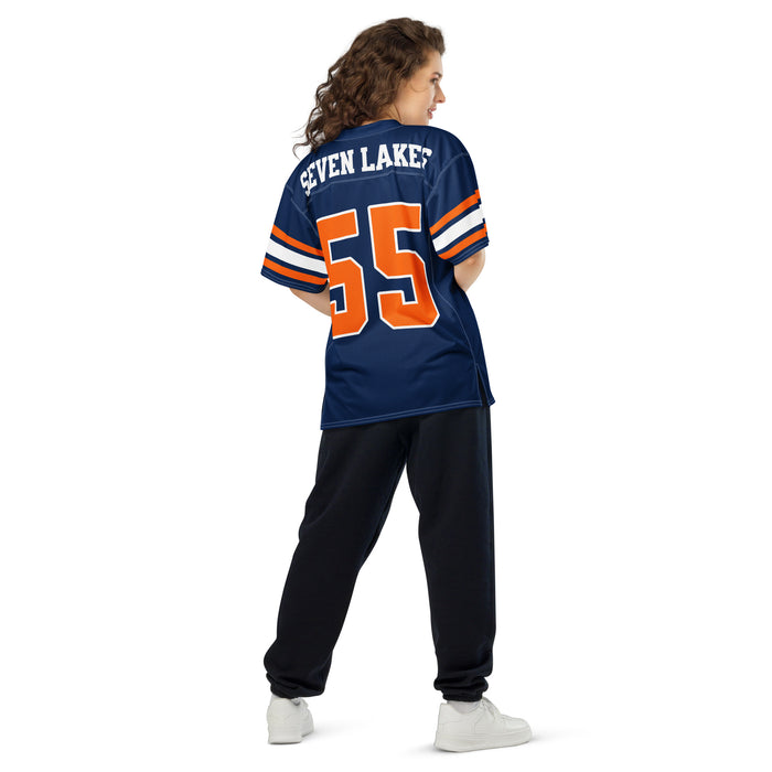 Back view of Seven Lakes High School Spartans Football Jersey 55