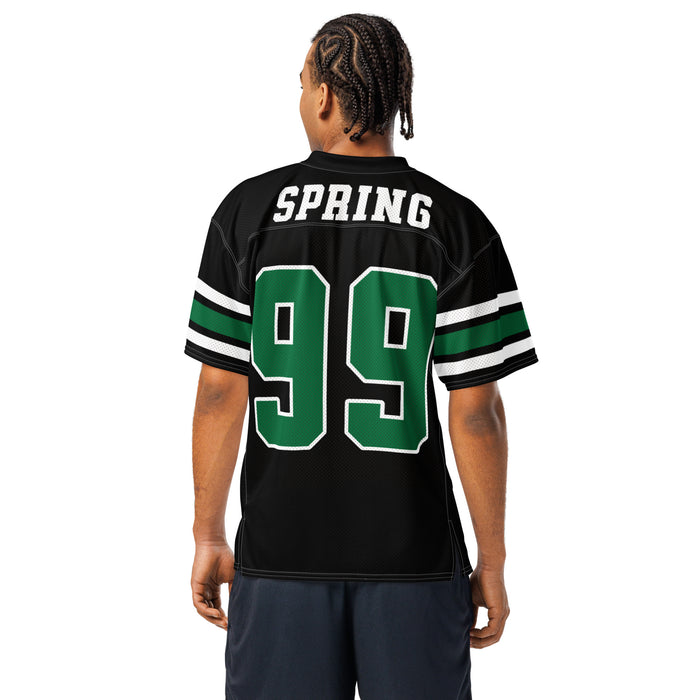 Back view of man wearing Spring High School Lions Football Jersey 99