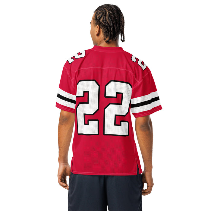 Back view of man wearing Tomball High School Cougars Football Jersey 22