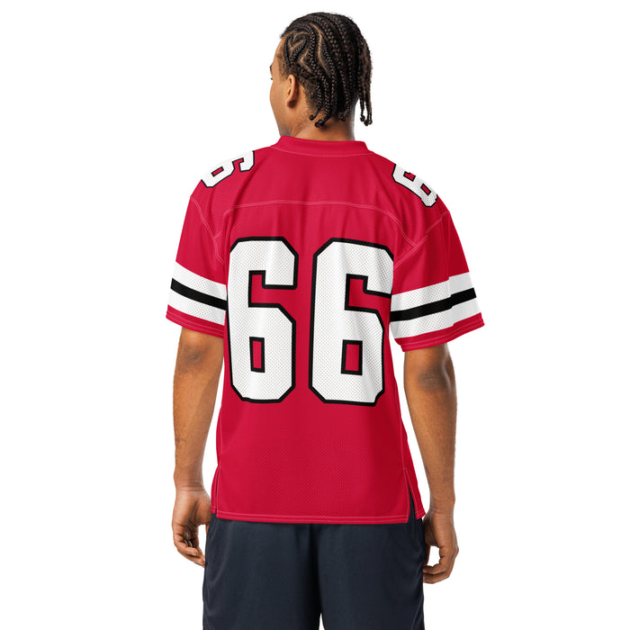 Back view of man wearing  Tomball High School Cougars Football Jersey 66