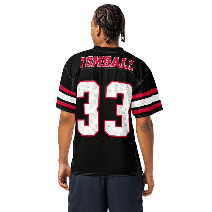 Back view of man wearing Tomball High School Cougars Football Jersey 33
