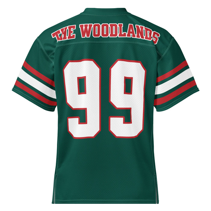Back view of The Woodlands High School Highlanders Football Jersey 99