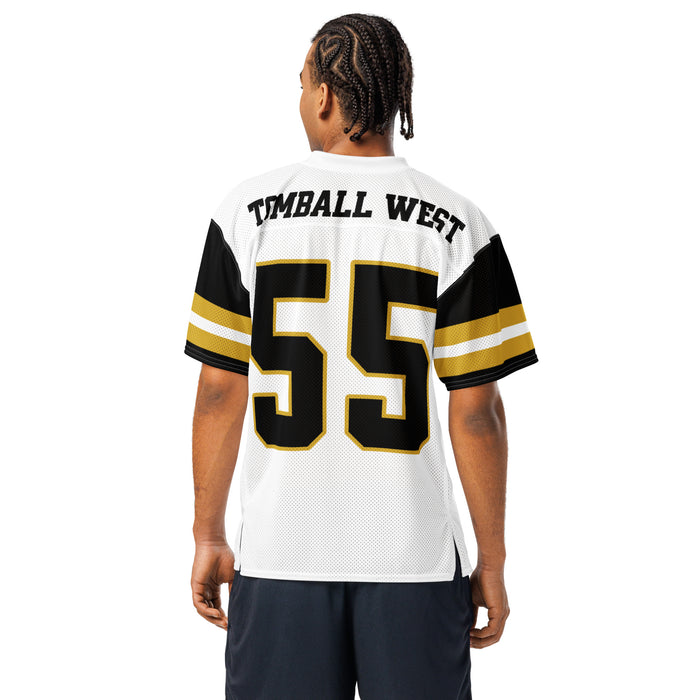 Back view of of man wearing Tomball West High School Tigers Football Jersey 55