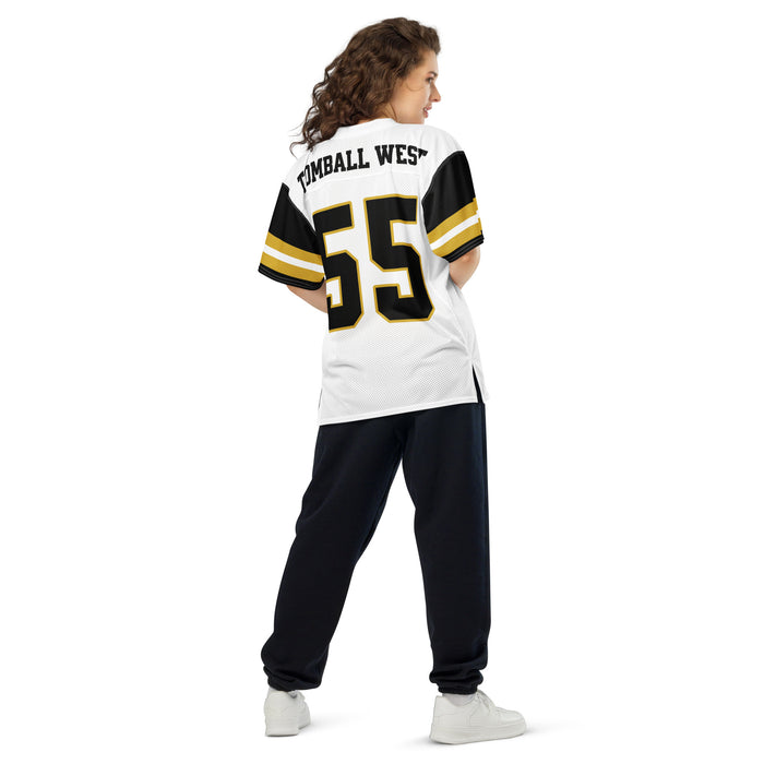 Back view of Woman Tomball West High School Tigers Football Jersey 55