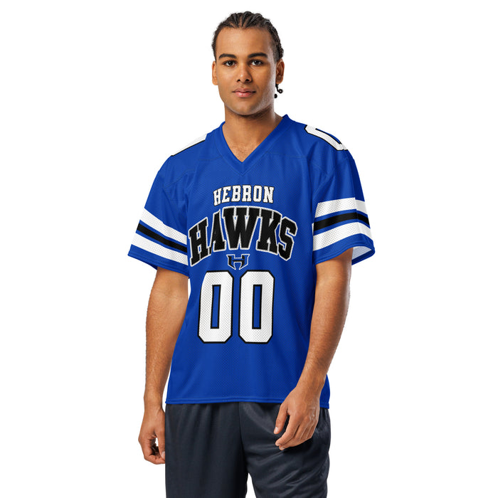 Man wearing Hebron High School Hawks Football Jersey 00