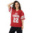 Woman wearing Katy High School Tigers Football Jersey 22