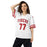 Woman wearing Katy High School Tigers Football Jersey 77