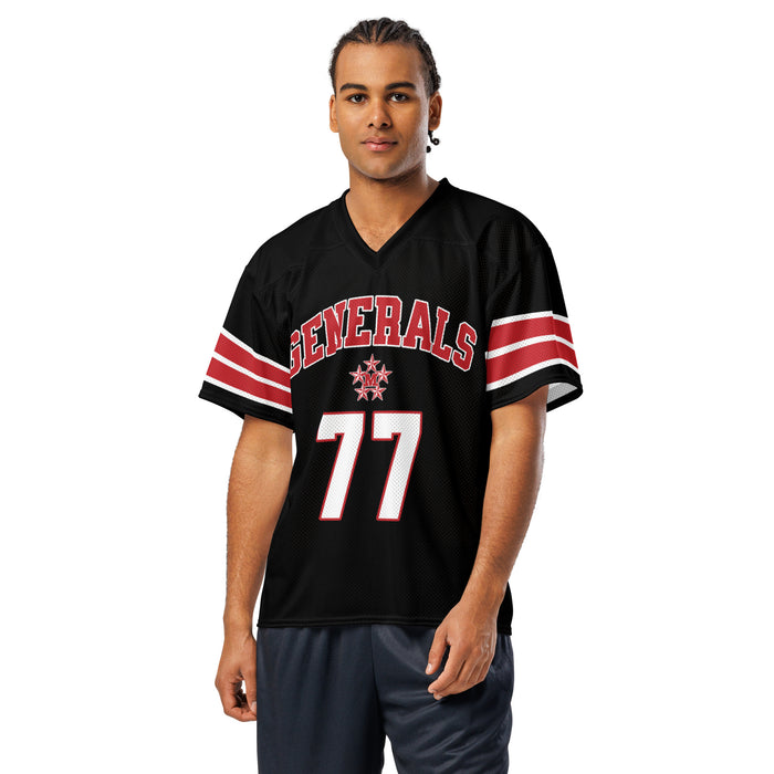Man wearing MacArthur High School Generals Football Jersey 77
