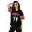 Woman wearing MacArthur High School Generals Football Jersey 77