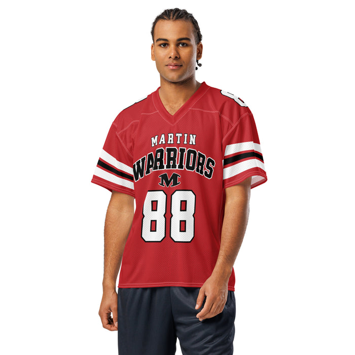 Man wearing Martin High School Warriors Football Jersey 88