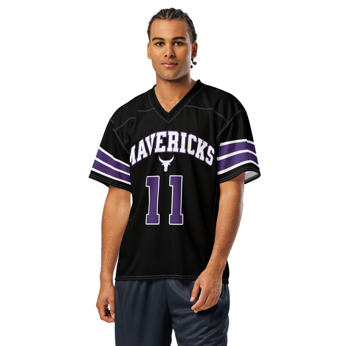 Man wearing Morton Ranch High School Mavericks Football Jersey 11