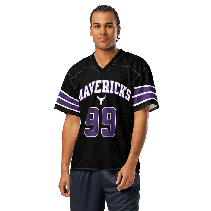 Man wearing Morton Ranch High School Mavericks Football Jersey 99