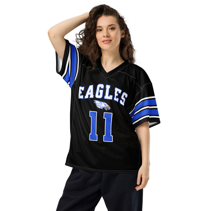 Woman wearing New Caney High School Eagles Football Jersey 11